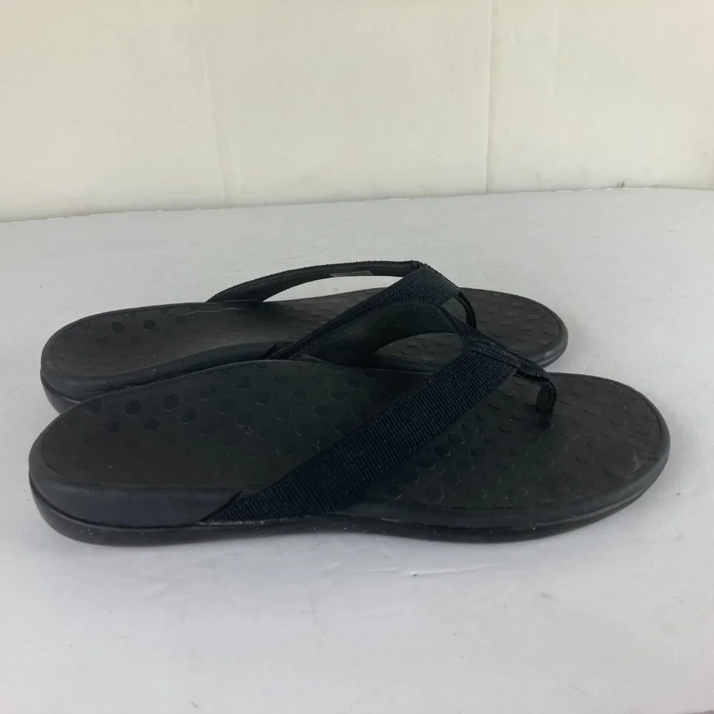 Mens Sz 11 Black Flip‎ Flop Sandals With Arch Support
